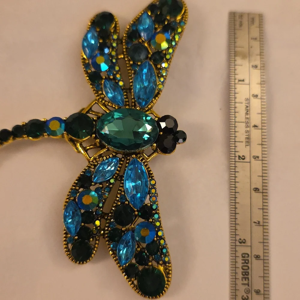 Dragonfly Brooch,Aqua and SeaBlue,Large - Picture 5 of 5